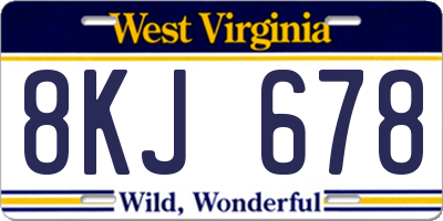 WV license plate 8KJ678