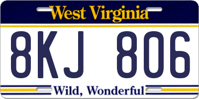 WV license plate 8KJ806