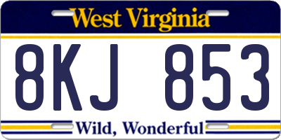 WV license plate 8KJ853