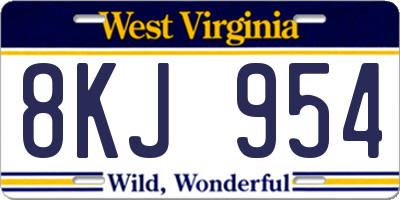 WV license plate 8KJ954