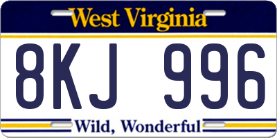 WV license plate 8KJ996
