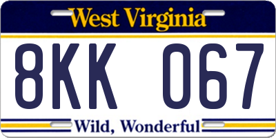 WV license plate 8KK067