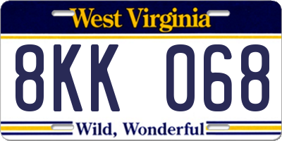 WV license plate 8KK068