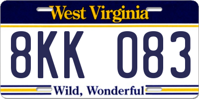 WV license plate 8KK083