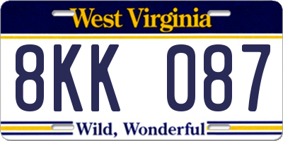 WV license plate 8KK087