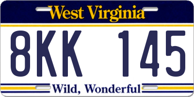 WV license plate 8KK145