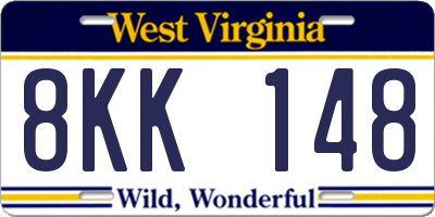WV license plate 8KK148