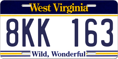 WV license plate 8KK163