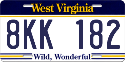 WV license plate 8KK182