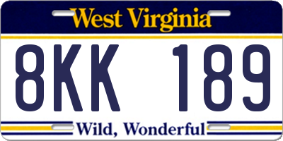 WV license plate 8KK189