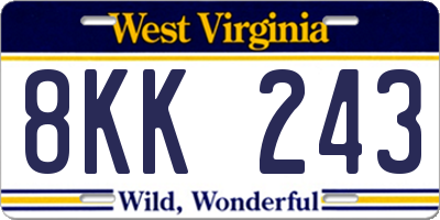 WV license plate 8KK243