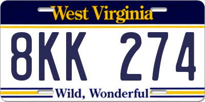 WV license plate 8KK274