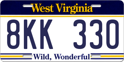 WV license plate 8KK330