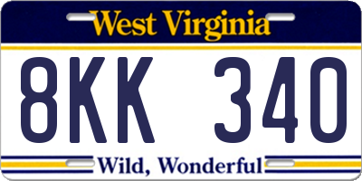 WV license plate 8KK340