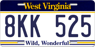 WV license plate 8KK525