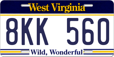 WV license plate 8KK560