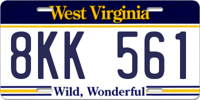 WV license plate 8KK561
