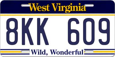 WV license plate 8KK609