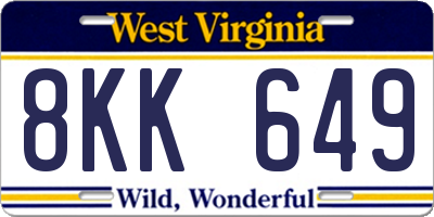 WV license plate 8KK649