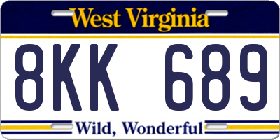 WV license plate 8KK689