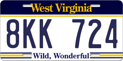 WV license plate 8KK724