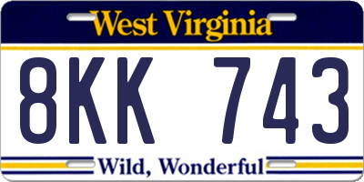 WV license plate 8KK743