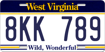 WV license plate 8KK789