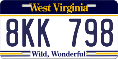 WV license plate 8KK798