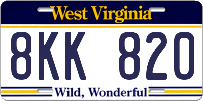 WV license plate 8KK820