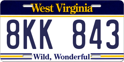 WV license plate 8KK843