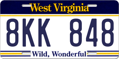 WV license plate 8KK848