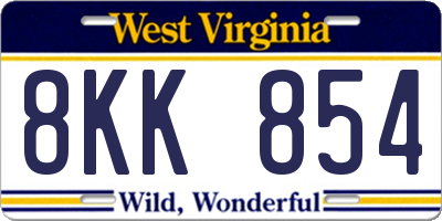 WV license plate 8KK854
