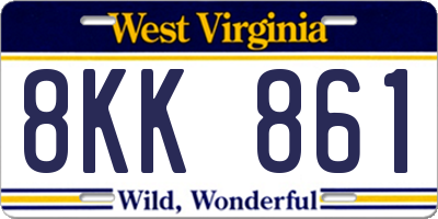 WV license plate 8KK861