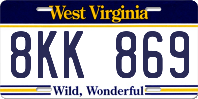 WV license plate 8KK869