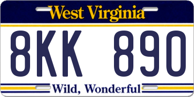 WV license plate 8KK890