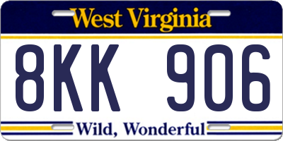 WV license plate 8KK906