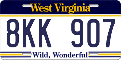 WV license plate 8KK907