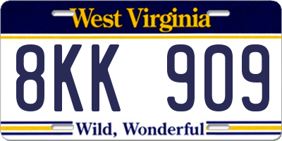 WV license plate 8KK909