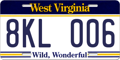 WV license plate 8KL006