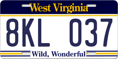 WV license plate 8KL037