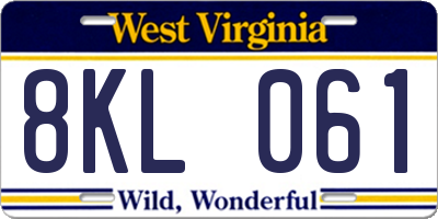 WV license plate 8KL061
