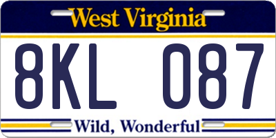 WV license plate 8KL087