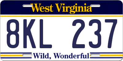 WV license plate 8KL237