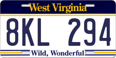 WV license plate 8KL294