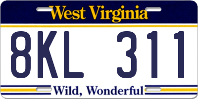 WV license plate 8KL311