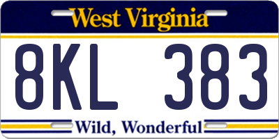 WV license plate 8KL383