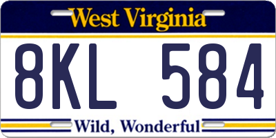 WV license plate 8KL584