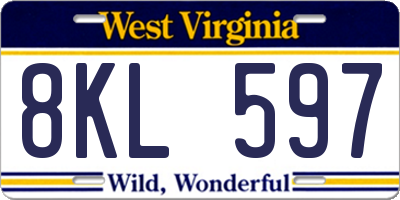 WV license plate 8KL597