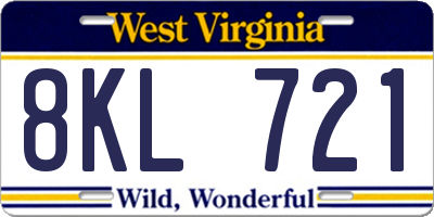WV license plate 8KL721