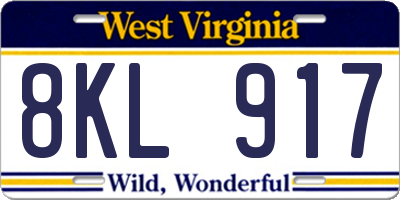 WV license plate 8KL917